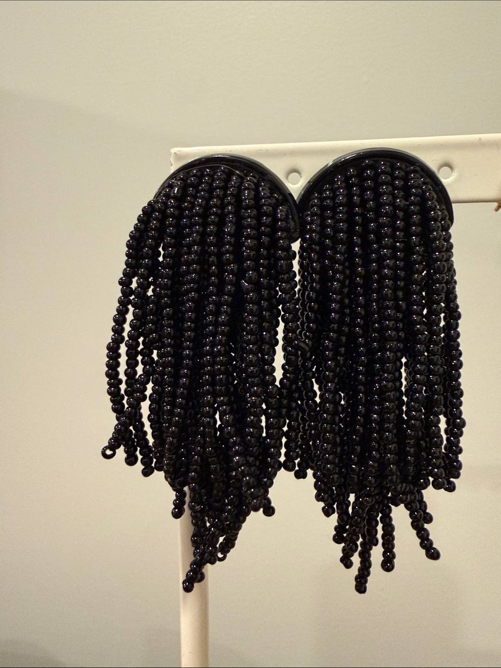 Black Beaded Fringe Earrings - Women Jewelry Earrings